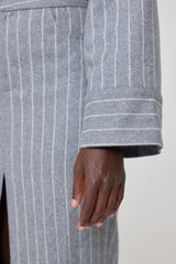HIGHBURY CHALK STRIPE LONG SLEEVE TOP IN GREY