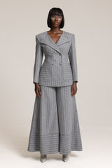 HIGHBURY CHALK STRIPE TAILORED BLAZER IN GREY