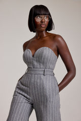 HIGHBURY CHALK STRIPE BUSTIER IN GREY