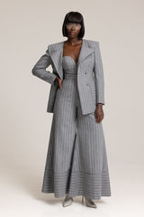 HIGHBURY CHALK STRIPE TAILORED BLAZER IN GREY