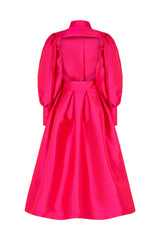 IZMIR LONG SLEEVE BACKLESS MIDI DRESS IN HOT PINK