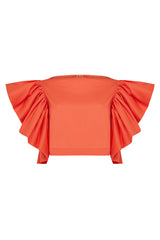 KAILI RUFFLED SLEEVELESS TOP IN ORANGE