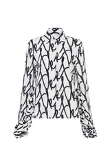 KEMI K RUFFLE SLEEVED SHIRT IN WHITE TK SCRIPT
