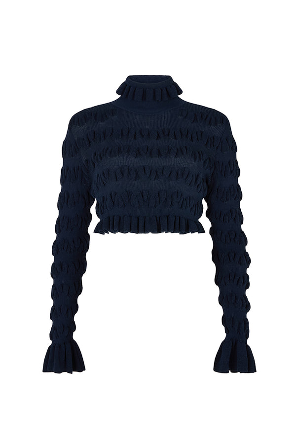 LEURA KNIT CROP TOP IN NAVY