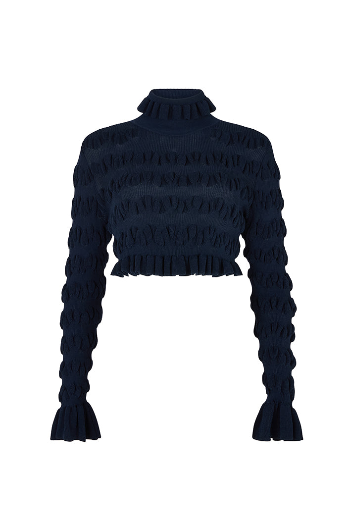 LEURA KNIT CROP TOP IN NAVY