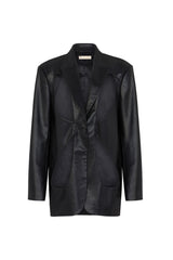 LAHORE PELLE CUT OUT FAUX LEATHER BLAZER IN BLACK