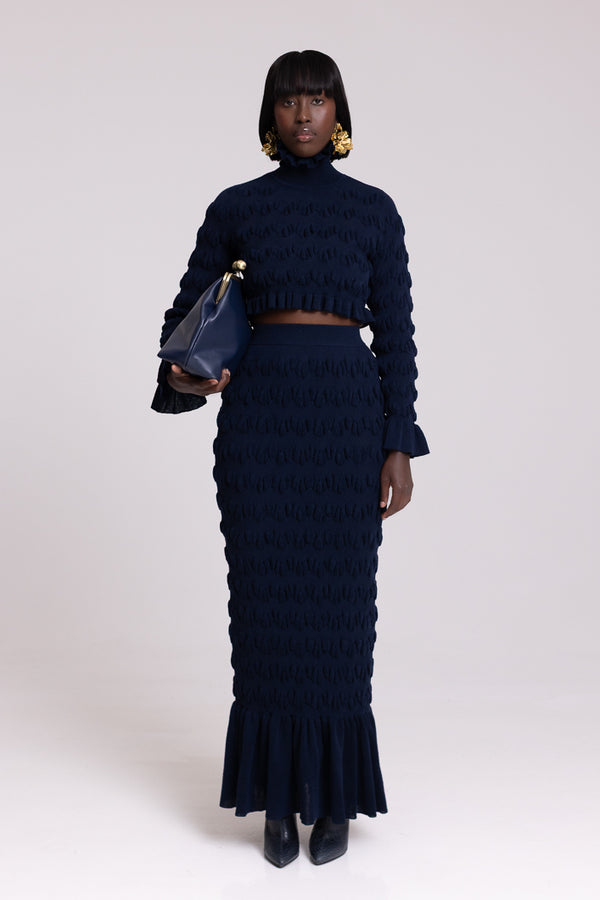 LEURA KNIT CROP TOP IN NAVY