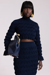 LEURA KNIT CROP TOP IN NAVY