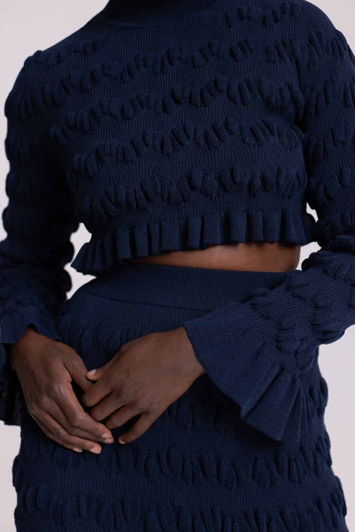 LEURA KNIT CROP TOP IN NAVY
