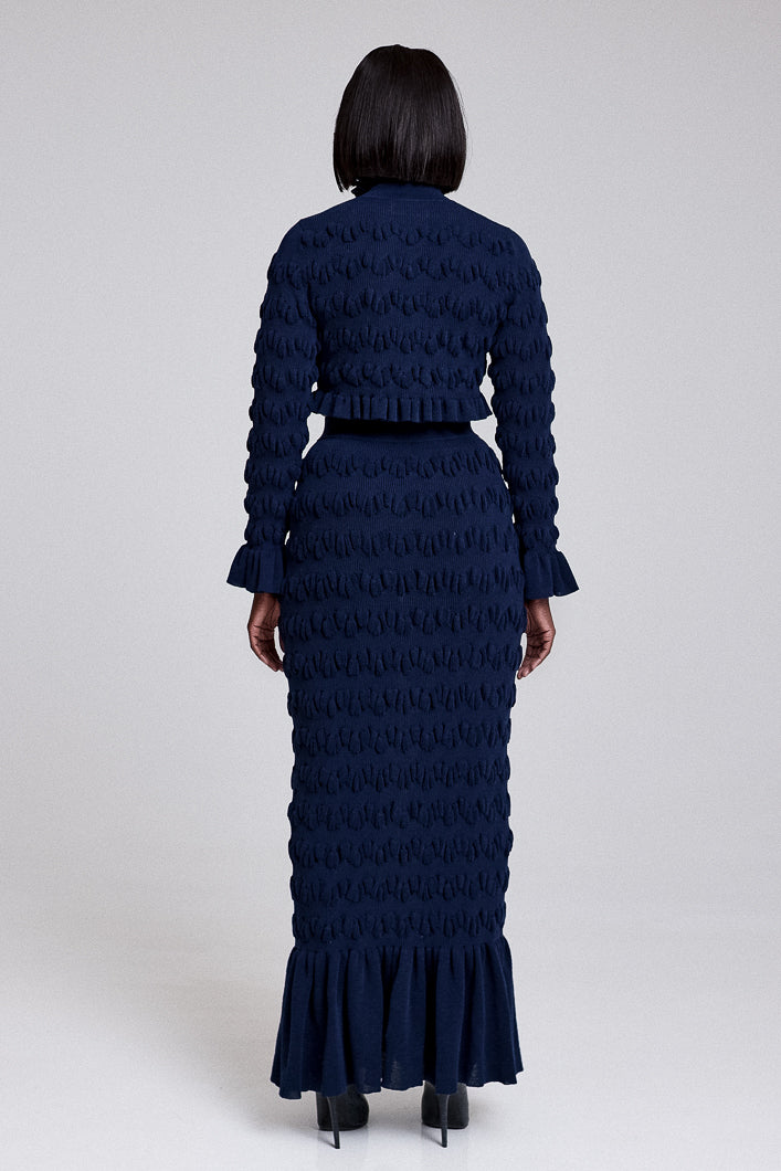 LEURA KNIT MERMAID SKIRT IN NAVY