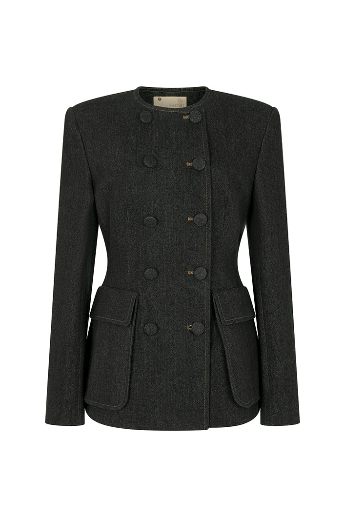 LINCOLN TAILORED BLAZER IN BLACK DENIM