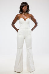 LINCOLN BUSTIER IN WHITE DENIM