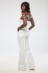 LINCOLN BUSTIER IN WHITE DENIM