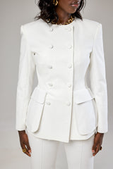 LINCOLN TAILORED BLAZER IN WHITE DENIM