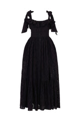 LISBON BRODERIE ANGLAISE MAXI SUNDRESS IN BLACK