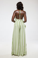 LUCA STRIPE WATERFALL CAMI TOP IN GREEN