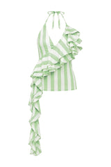 LUCA STRIPE WATERFALL CAMI TOP IN GREEN