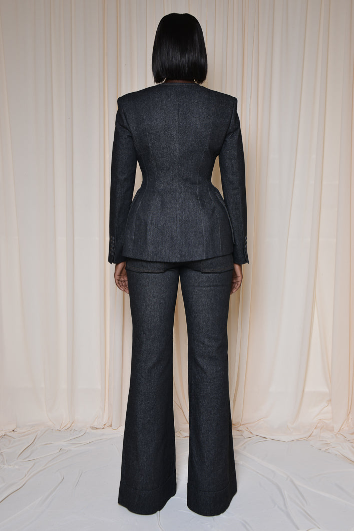 LINCOLN TAILORED BLAZER IN BLACK DENIM