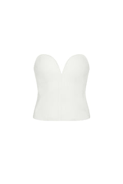 LINCOLN BUSTIER IN WHITE DENIM
