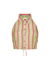 MALI BACKLESS TIE-BACK SHIRT IN MIDI MULTI DIAMONDS