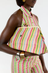 ODENSE CLUTCH BAG IN RAFFIA MULTICOLOUR