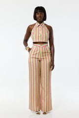 MALI BACKLESS TIE-BACK SHIRT IN MIDI MULTI DIAMONDS