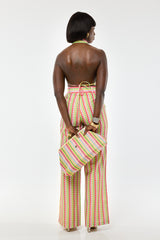 MALI BACKLESS TIE-BACK SHIRT IN MIDI MULTI DIAMONDS