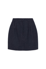 MILAN PINSTRIPED TAILORED MINI SKIRT IN NAVY