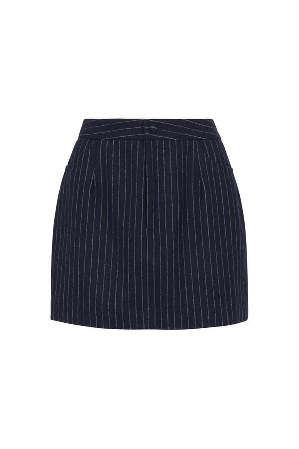 MILAN PINSTRIPED TAILORED MINI SKIRT IN NAVY