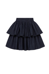 MILAN 2 in 1 PINSTRIPED MIDI-MINI TIERED SKIRT IN NAVY