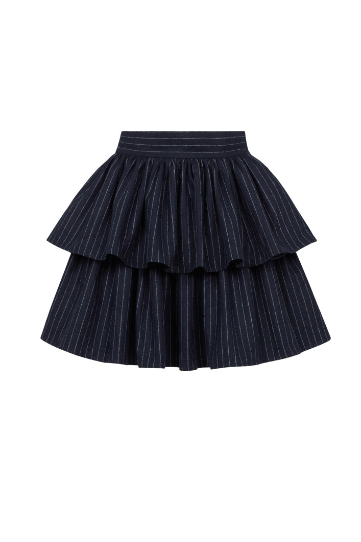 MILAN 2 in 1 PINSTRIPED MIDI-MINI TIERED SKIRT IN NAVY