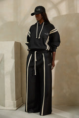 MIYAKO LUXE HYBRID HOODIE IN BLACK AND CREAM