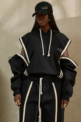 MIYAKO LUXE HYBRID HOODIE IN BLACK AND CREAM