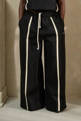 MIYAKO WIDE LEG LUXE PANTS IN BLACK AND CREAM