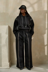 MIYAKO WIDE LEG LUXE PANTS IN BLACK AND GREY