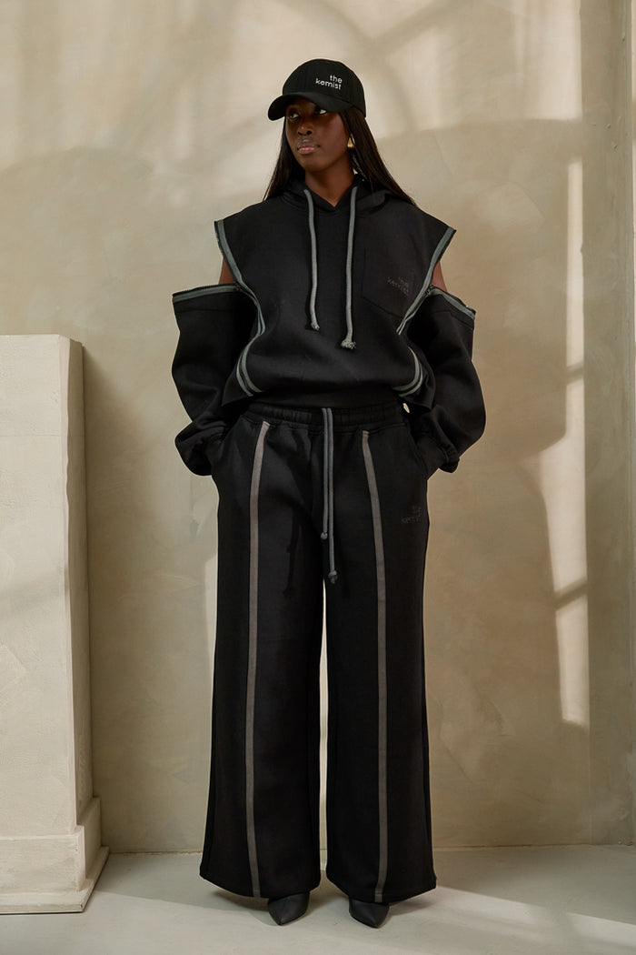 MIYAKO LUXE HYBRID HOODIE IN BLACK AND GREY – THE KEMIST