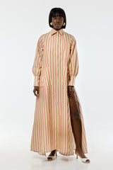 MODENA MAXI FLARED SHIRT DRESS IN SMALL MULTI DIAMONDS