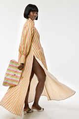 MODENA MAXI FLARED SHIRT DRESS IN SMALL MULTI DIAMONDS