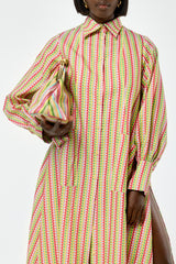 MODENA MAXI FLARED SHIRT DRESS IN SMALL MULTI DIAMONDS