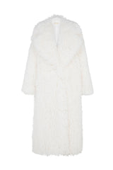 MONTCLAIR MONGOLIAN FAUX FUR COAT IN OFF-WHITE