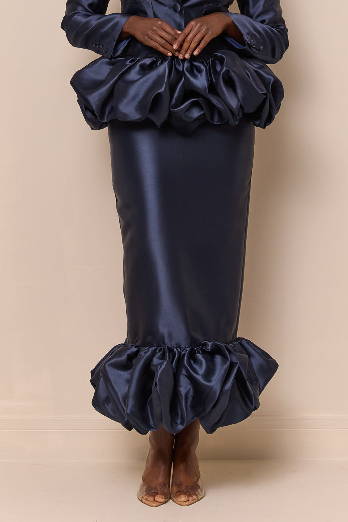 NOLA BALLOON HEM PENCIL MAXI SKIRT