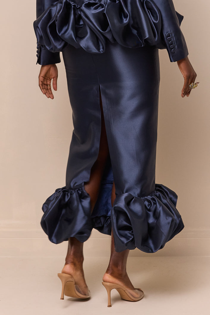 NOLA BALLOON HEM PENCIL MAXI SKIRT