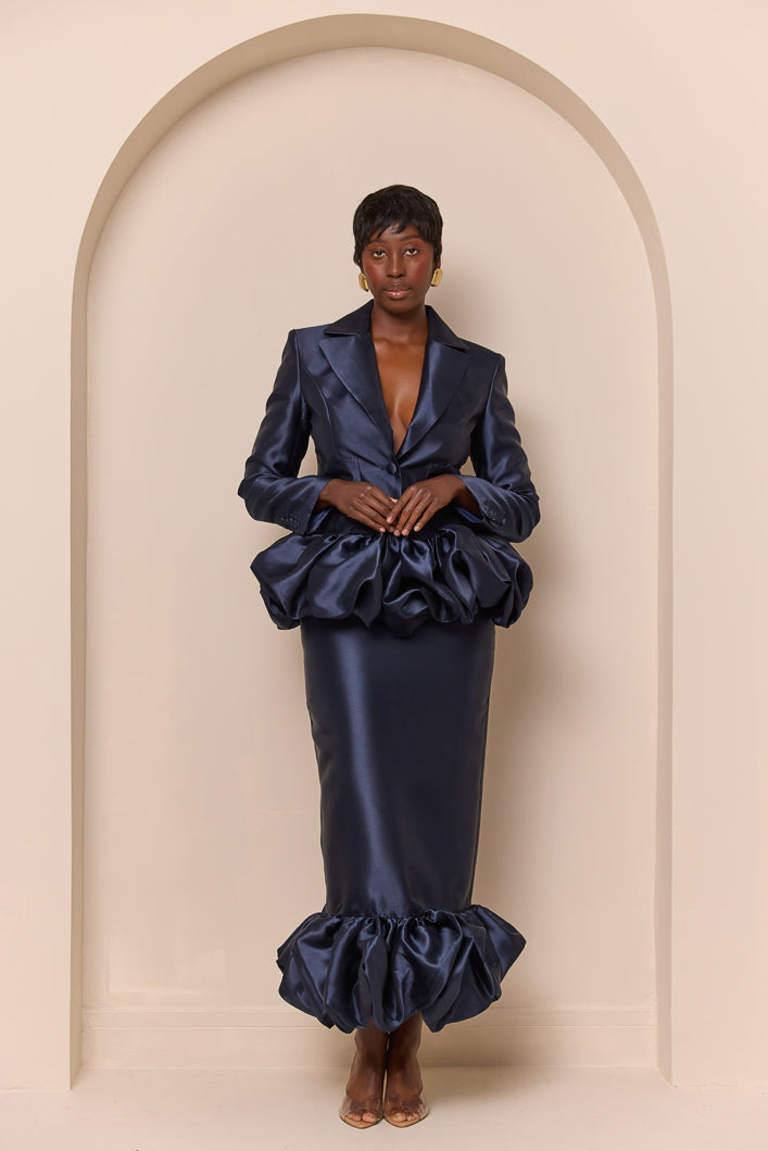 NOLA BALLOON HEM PENCIL MAXI SKIRT