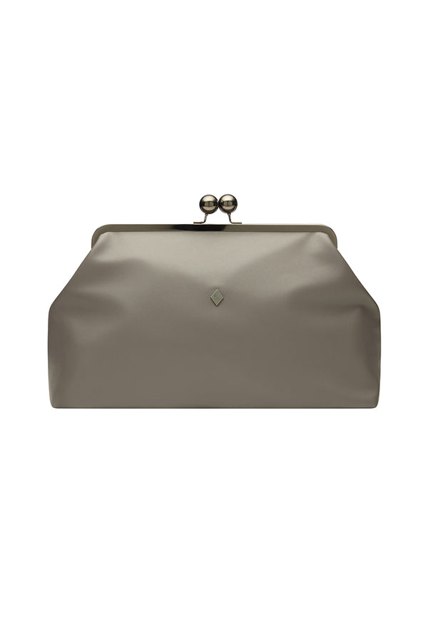 ODENSE LEATHER CLUTCH BAG IN GREY