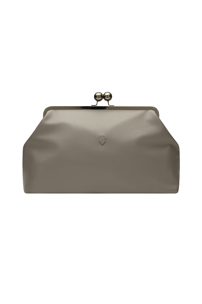 ODENSE LEATHER CLUTCH BAG IN GREY