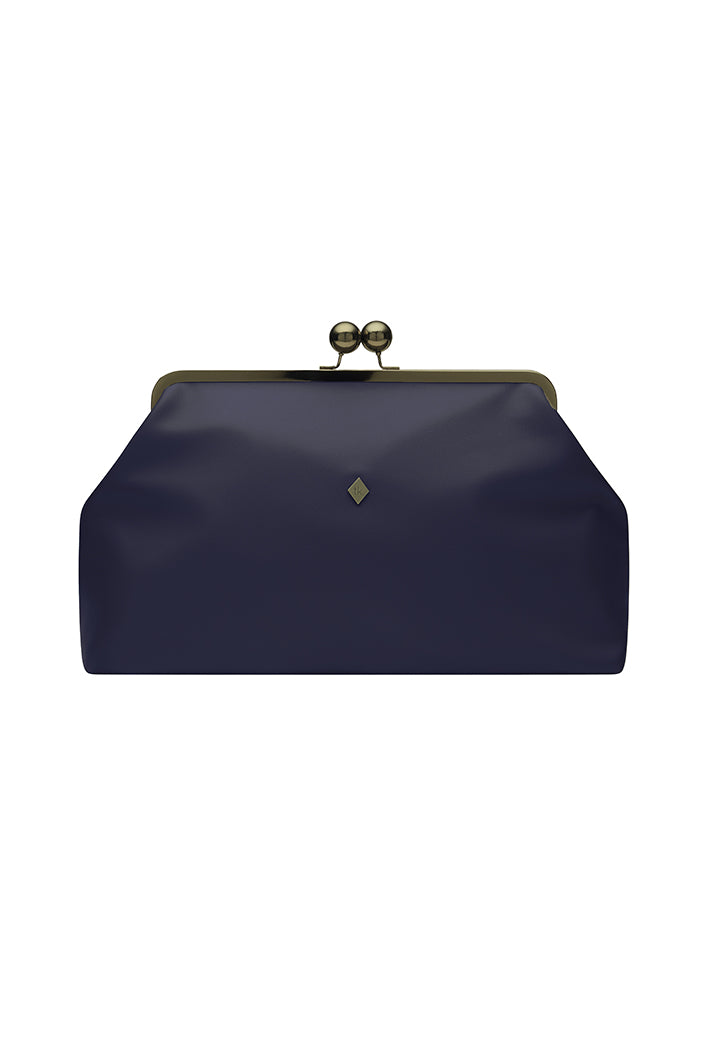 ODENSE LEATHER CLUTCH BAG IN NAVY BLUE