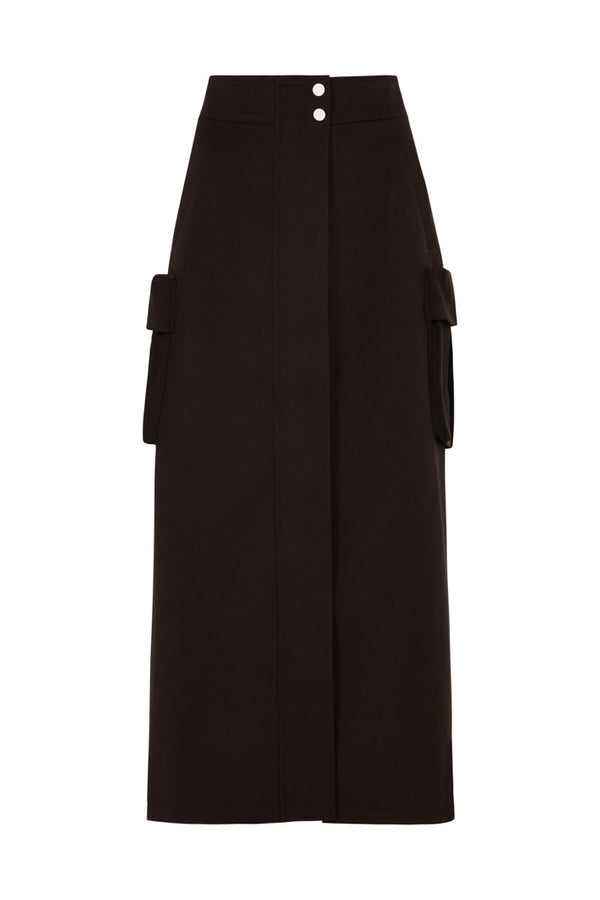 OSLO CARGO ZIP UP SKIRT IN BLACK