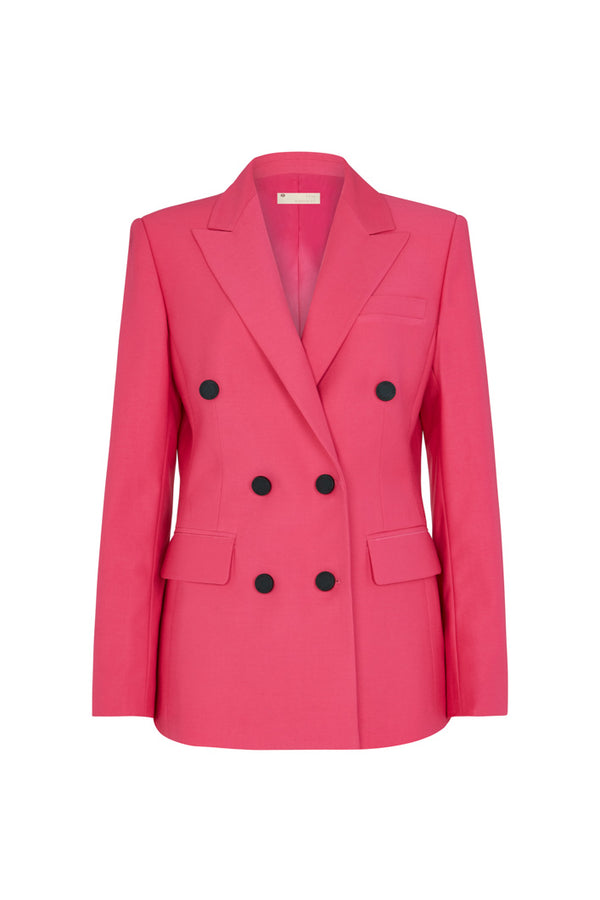PERRIS DOUBLE BREASTED TAILORED BLAZER IN PINK