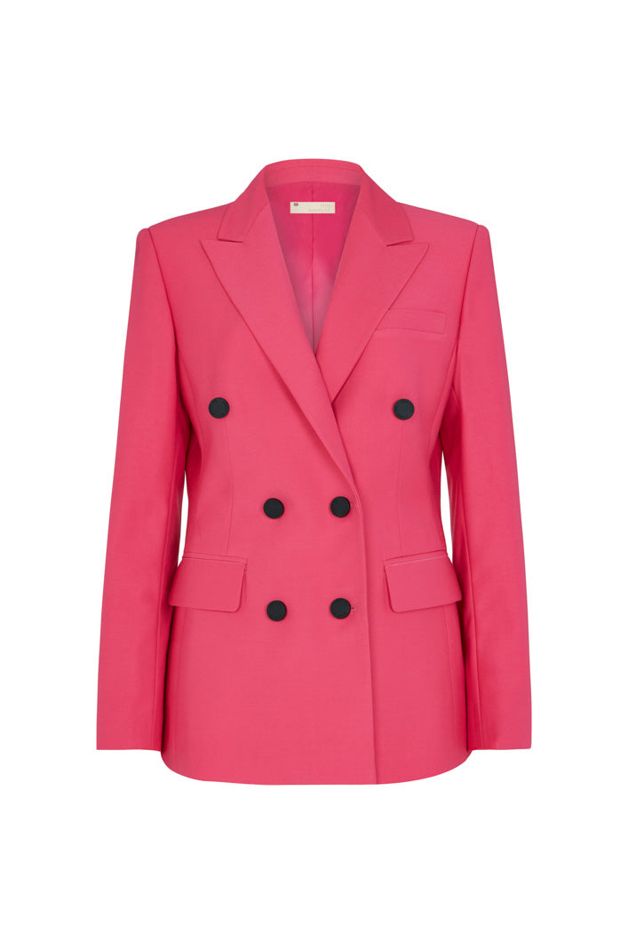 PERRIS DOUBLE BREASTED TAILORED BLAZER IN PINK