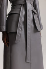 SAINT-REMY FAUX LEATHER TRENCH COAT IN GREY